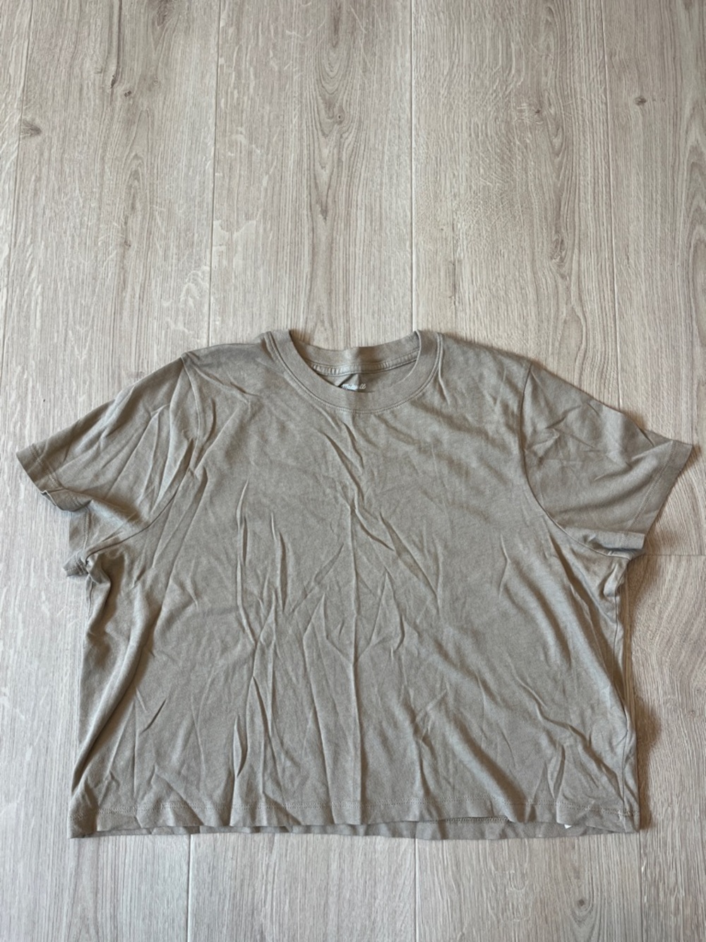 Madewell Boxy Crewneck Crop Top - Taupe